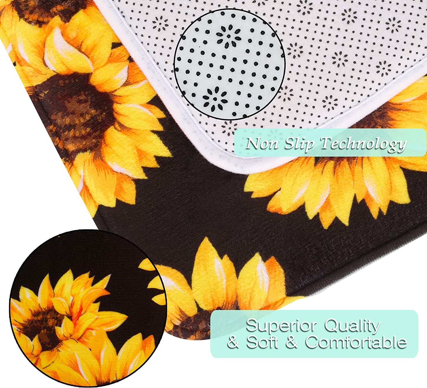 Sunflower Print Bathroom Floor Mat