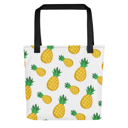 Pineapple Print Zippered Tote Bag