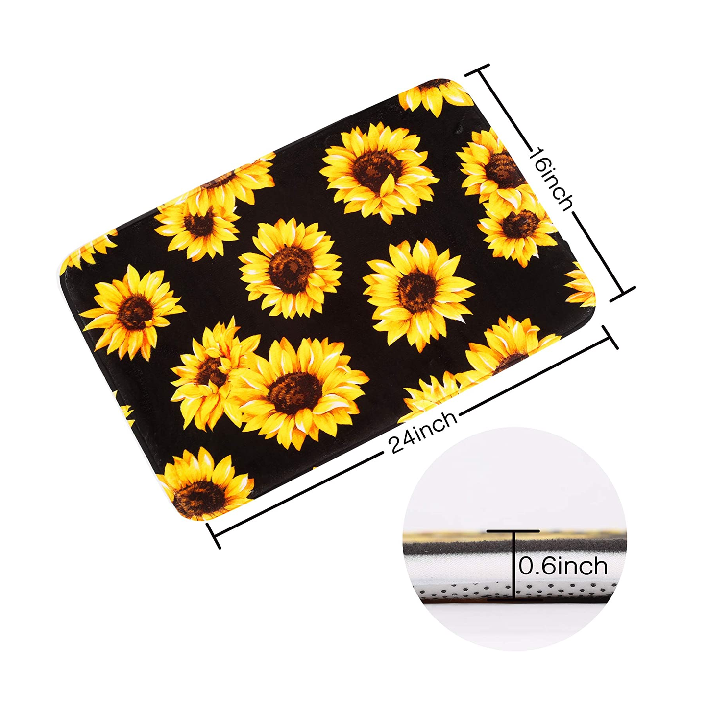 Sunflower Print Bathroom Floor Mat